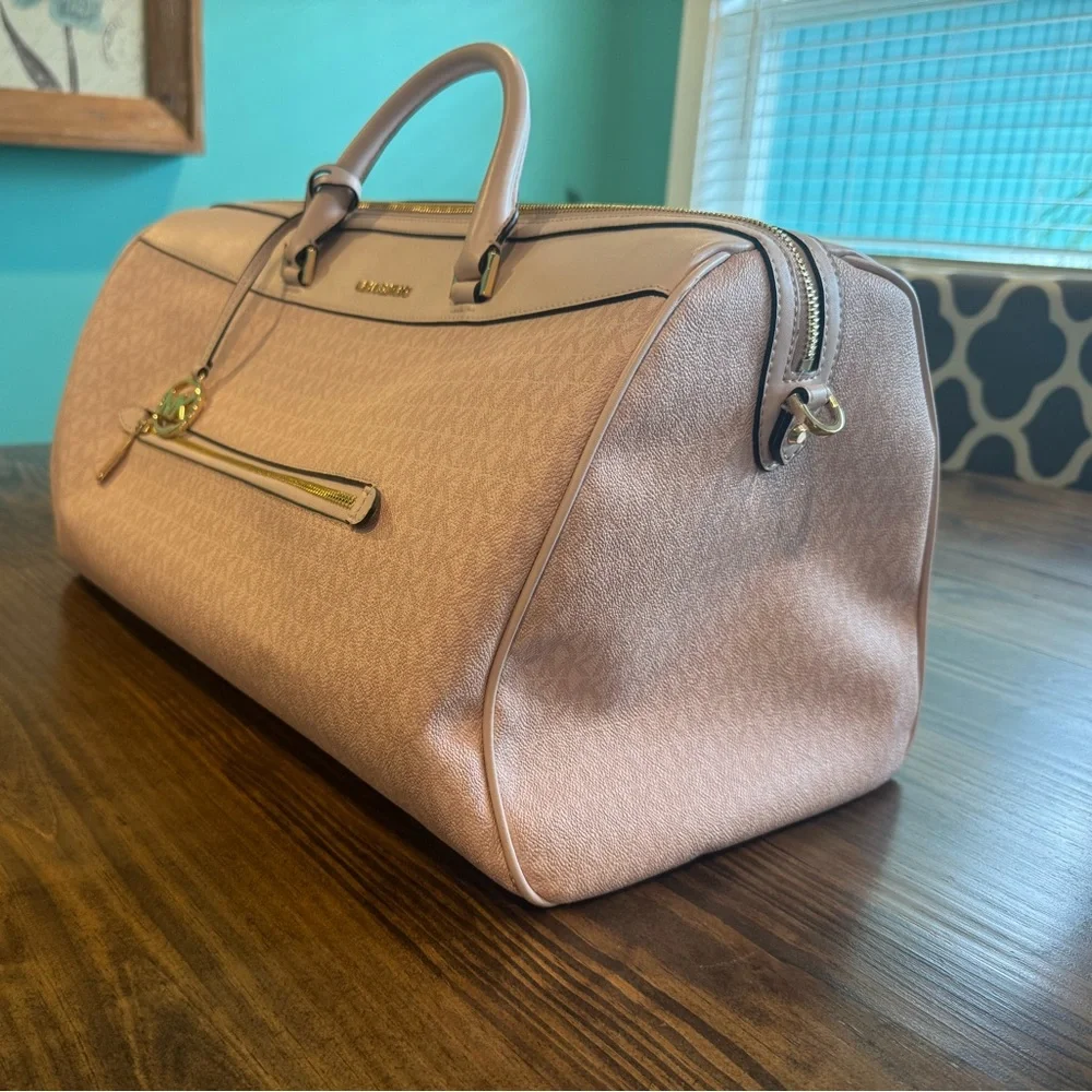 Michael Kors Pink Monogram Travel Duffel Bag